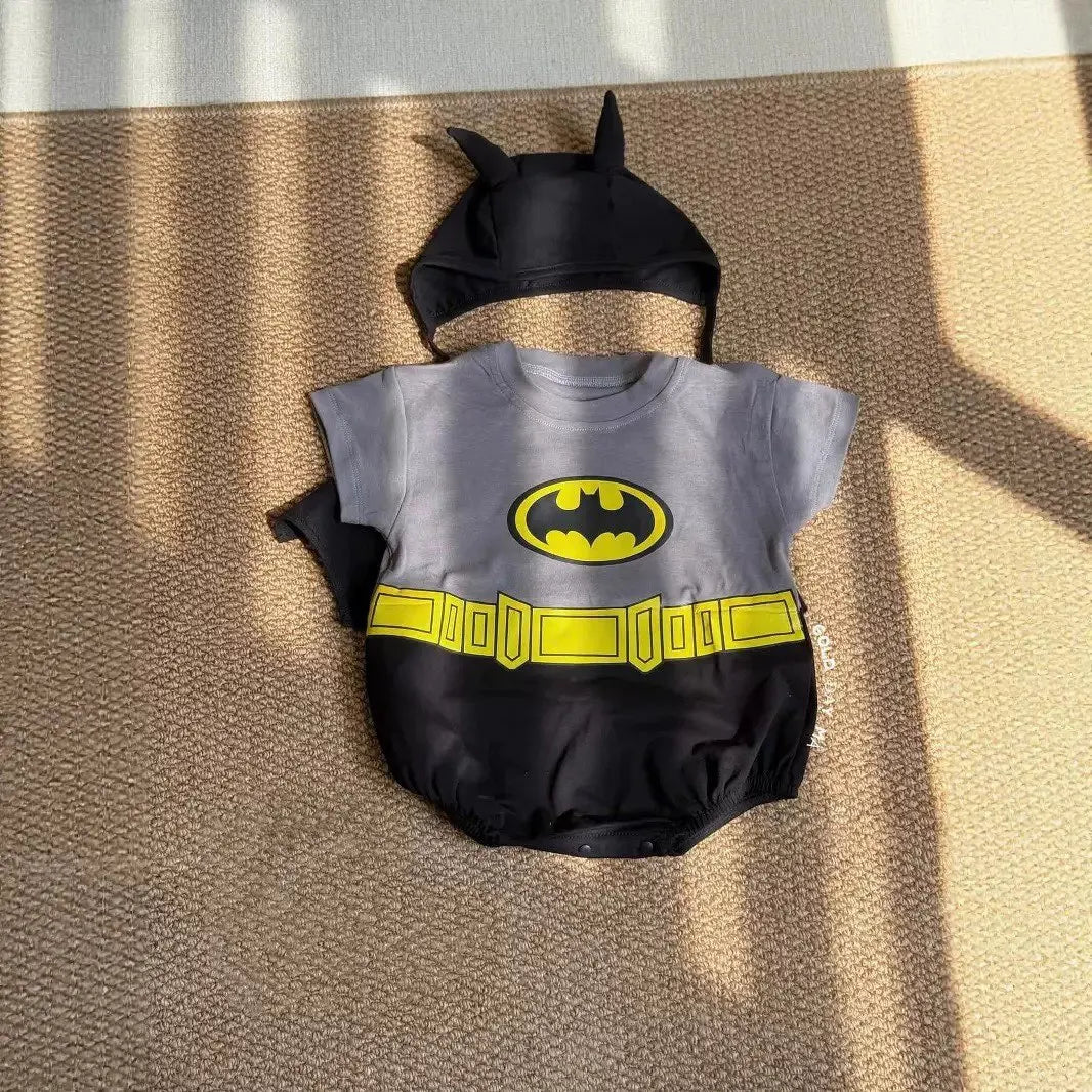 Ins South Korean Super Hero Baby Clothes Set 2025 Summer Onesie Boy Girls Romper Newborn Outfit 100% Cotton with hat