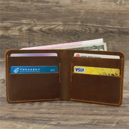 Men's Crazy Horse Leather Wallet, Genuine Leather Wallet, Card Bag, Simple Retro European and American Style, Mens Purse 2026