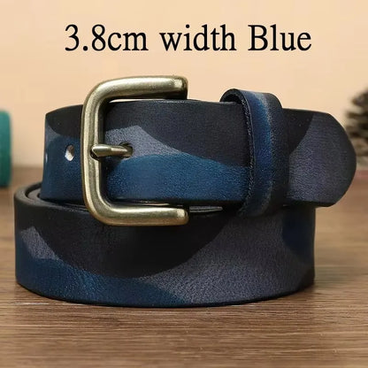 3.3CM 3.8CM Camouflage Tactical Belt Solid Brass Buckle Sports Strap Cowskin Real Genuine Leather Belt Military Belt