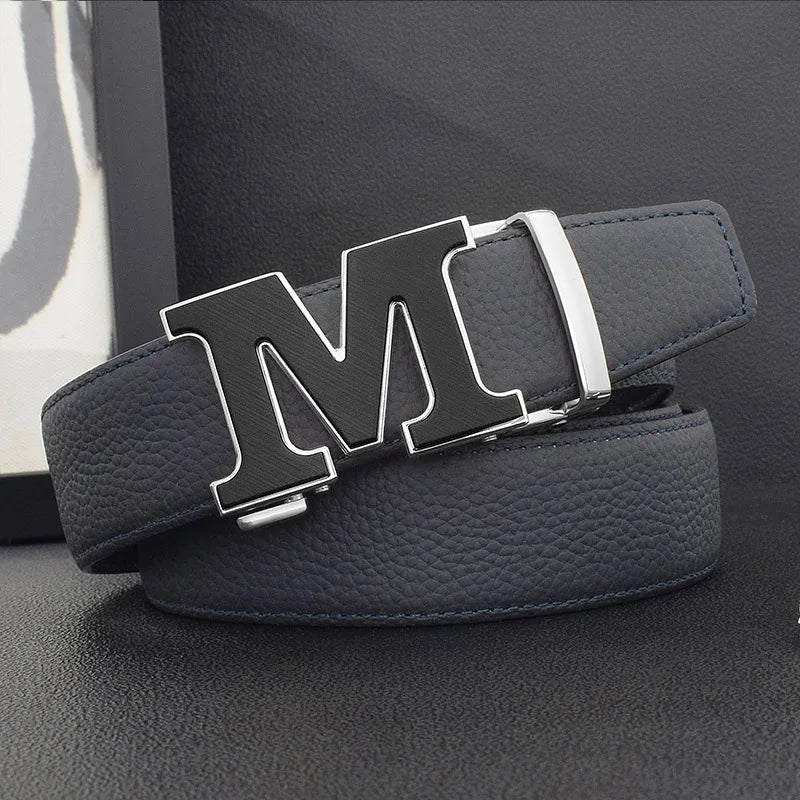 High Quality Designers Letter M White Leather Belt Men Luxury Famous Young Men Cowhide  Brand Jeans Relaxed Jeans Mode Man Belt