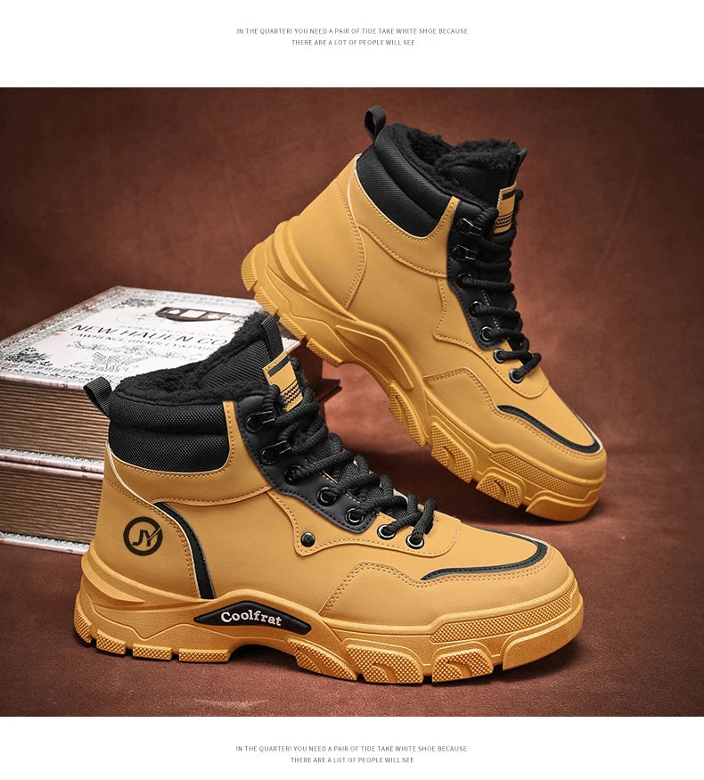 Mens Boots Casual Shoes Winter Platform Leather Designer Luxury Chelsea Cowboy Outdoor Work Safety Ankle Sneakers 2025