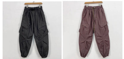 Korean Techwear Cargo Pants Men Spring Summer Quick Dry Lightweight Streetwear Casual Loose Fit Tapered Joggers Hip Hop Trendy