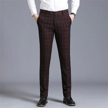 Autumn New Men's Suit Pants, Asian Sizes Office Trousers, Available in Blue, Red, Gray, and Black.