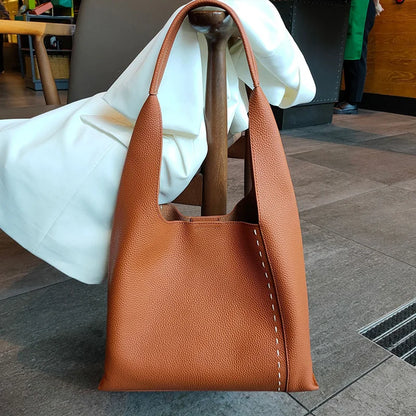2023 New Women Deluxe Cowhide Genuine Leather Totes Handbag Lady Simple Soft Satchels Bag High Capacity Waterproof Shopping Bags