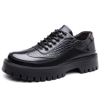 Retro Brown Men's Banquet Leather Shoes Thick Soled Wear-resistant Work Shoes2025 Classic Brand Men's Business Dress Shoes