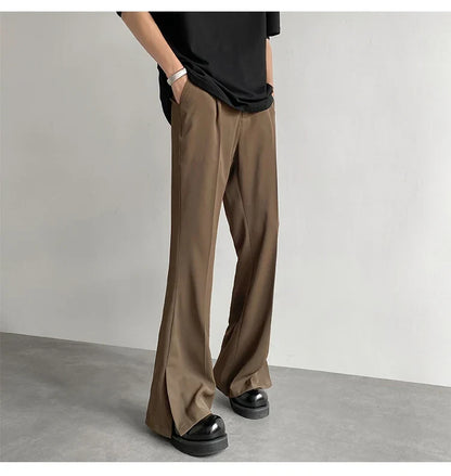Brown Black Suit Pants Men Fashion Social Mens Dress Pants Korean Loose Casual Flared Pants Mens Office Formal Trousers M-2XL