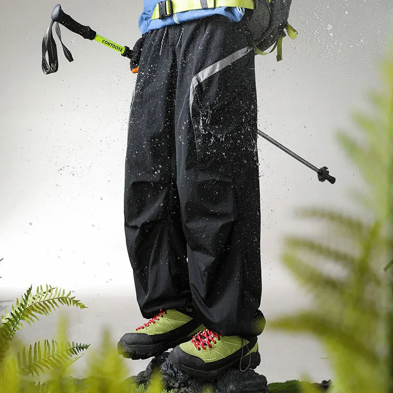 Autumn Hiking Pants Outdoor Patchwork Waterproof Mountaineering Zippered Trousers Male Elastic Waist Camping Fishing Cargo Pants