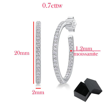 0.7cttw Certified Moissanite Hoop Earrings for Women Sparkling 925 Sterling Silver Ear Jewelry Wedding Gift Wholesale