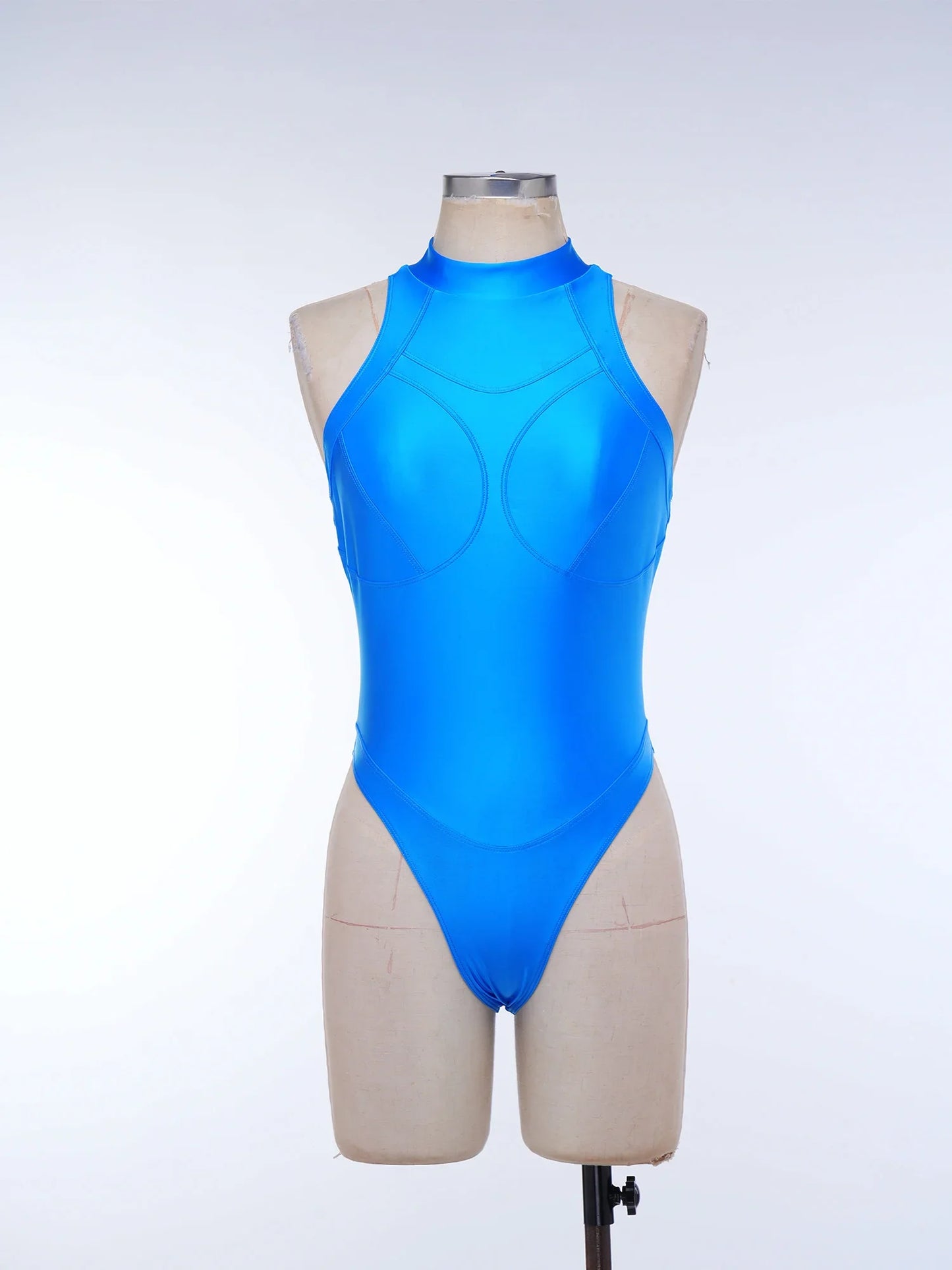 Womens Oil-shiny One-piece Bathing Suit Quick-drying Sleeveless Flat Seams High Cut Bodysuit Swimwear for Pool Beach Surfing