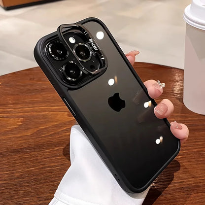 Premium Lens Holder Phone Case For iPhone 11 12 13 14 15 16 17 Pro Max Plus Shockproof Armor Transparent Cover Lens Protector