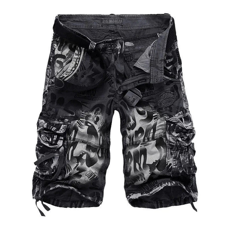 Summer Camouflage Men's Cargo Shorts Pure Cotton Half Pants Multi-pocket Casual Shorts Men Clothing Beach Shors 38-42 A2F2292