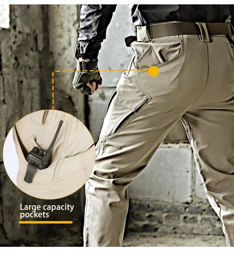 Men's Tactical Cargo Pants Military Style Joggers with Multiple Pockets Outdoor Elastic Waist for Spring Autumn Hiking Camping