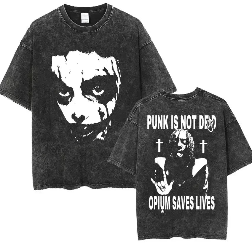 Retro Washed Playboi Carti I AM MUSIC Logo T Shirt Opium Ken Carson Narcissist Tour Antagonist Rap T-shirts Men's Oversized Tees