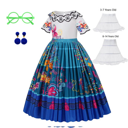 Mirabel Costume Girl Charm Encanto Disguise Dress Birthday Princess Theme Party Fantasy Outfits Toddler Girls Carnival Sets