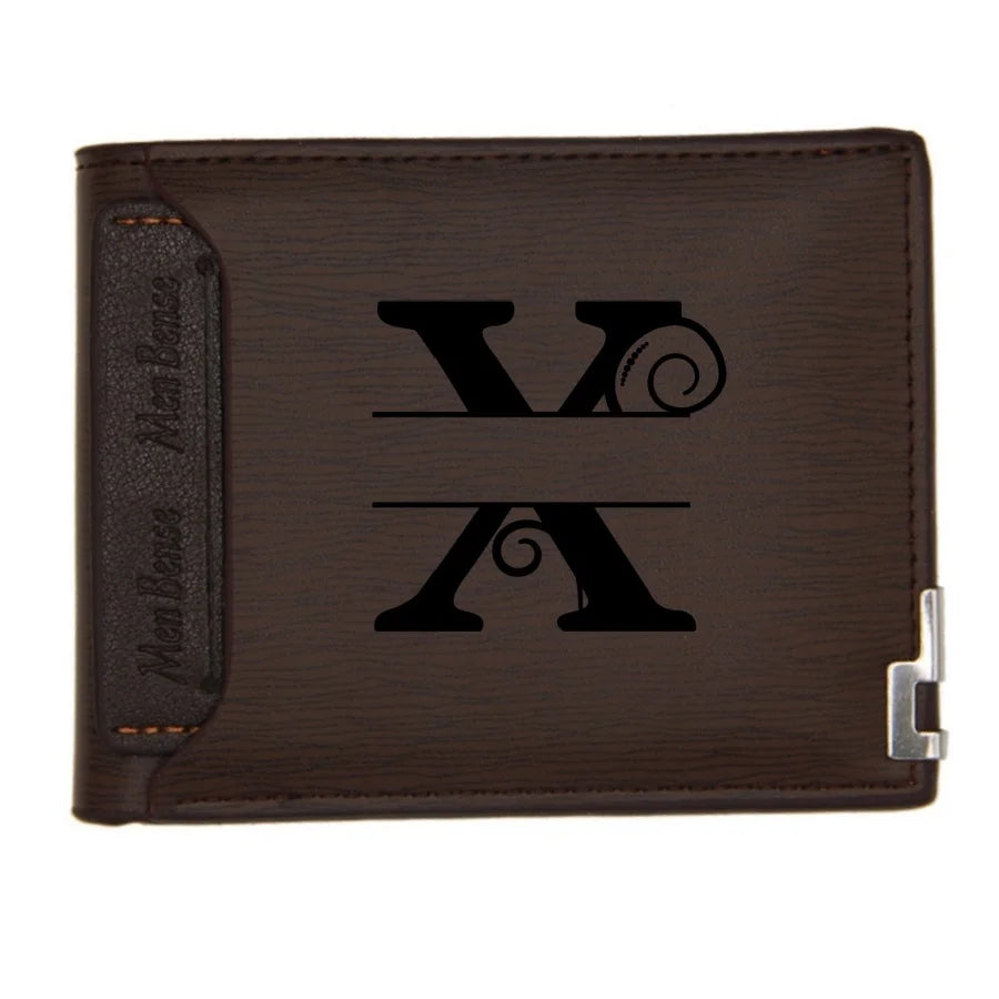 Personalized Wallet for Men Custom Wallets for Men Engraved Letter Name Leather Wallet Bifold Custom Gifts for Dad/Husband