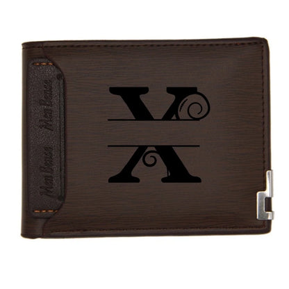 Personalized Wallet for Men Custom Wallets for Men Engraved Letter Name Leather Wallet Bifold Custom Gifts for Dad/Husband