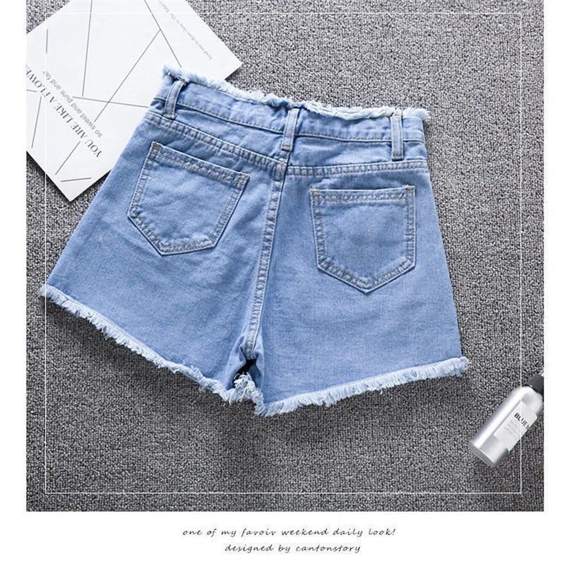 2026 New Summer Shorts Women Jeans High-waisted Denim Short Pants Female Rough-selvedge Outside Casual Sports Shorts Loose Jeans