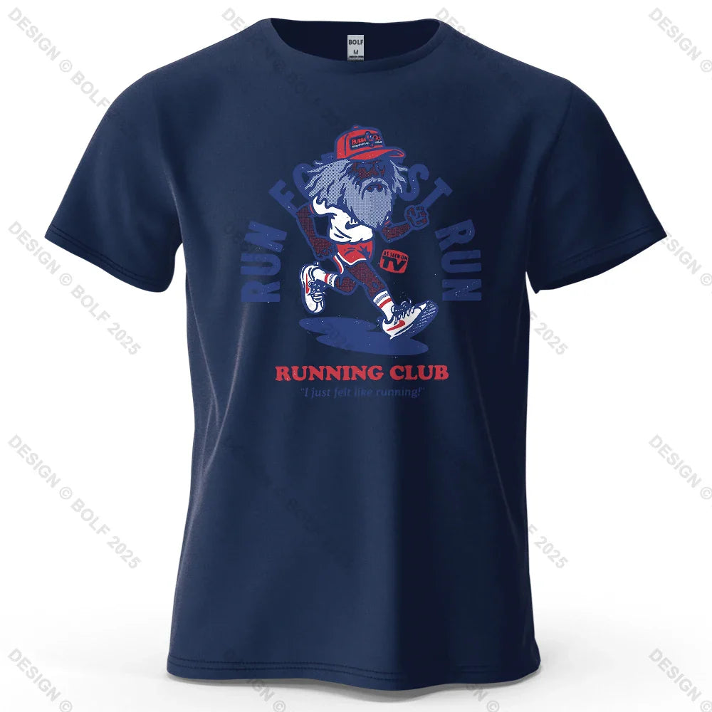 Running Club Printed Men's T-Shirt 100% Cotton Oversized Fitness Motivation Graphic Tees for Women Tops Tees Streetwear