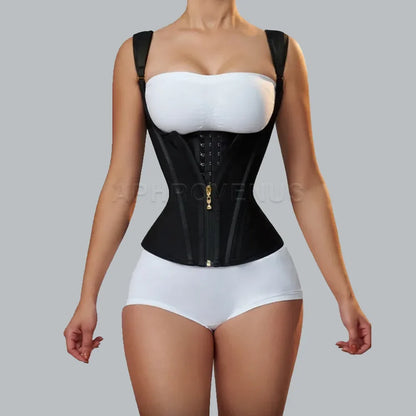 Fajas Colombianas Women Double Compression Waist Trainer Corset with Bone Adjustable Zipper and Hook-eyes Flat Belly Body Shaper