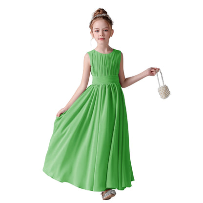Customized Chiffon Pleated Flower Girl Dresses Sashe Kid Wedding Birthday Party Pageant Gowns Junior Bridesmaid Dress