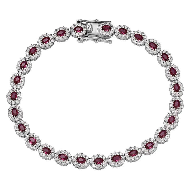 Real 18k White Gold Red Blue Green Moissanite Bracelet for Women Platinum Pt950 Single Row Diamond Simple and Versatile Gift