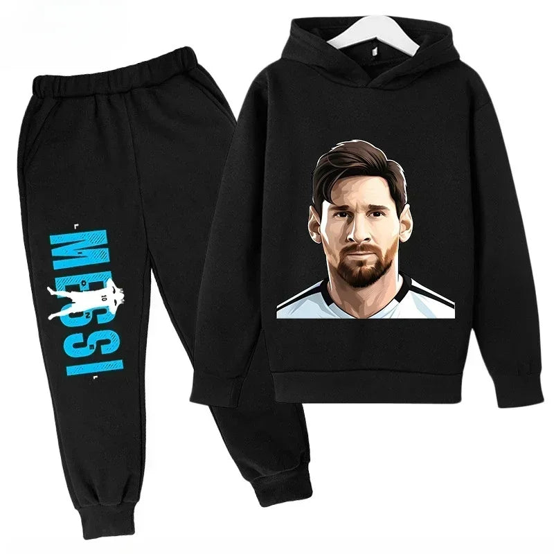 Messi Print Children's Set Sports Hoodie Pants Suit 2pcs Set Boys Girls Baby Kid Clothing Casual Fashion Autumn Winter sportsuit
