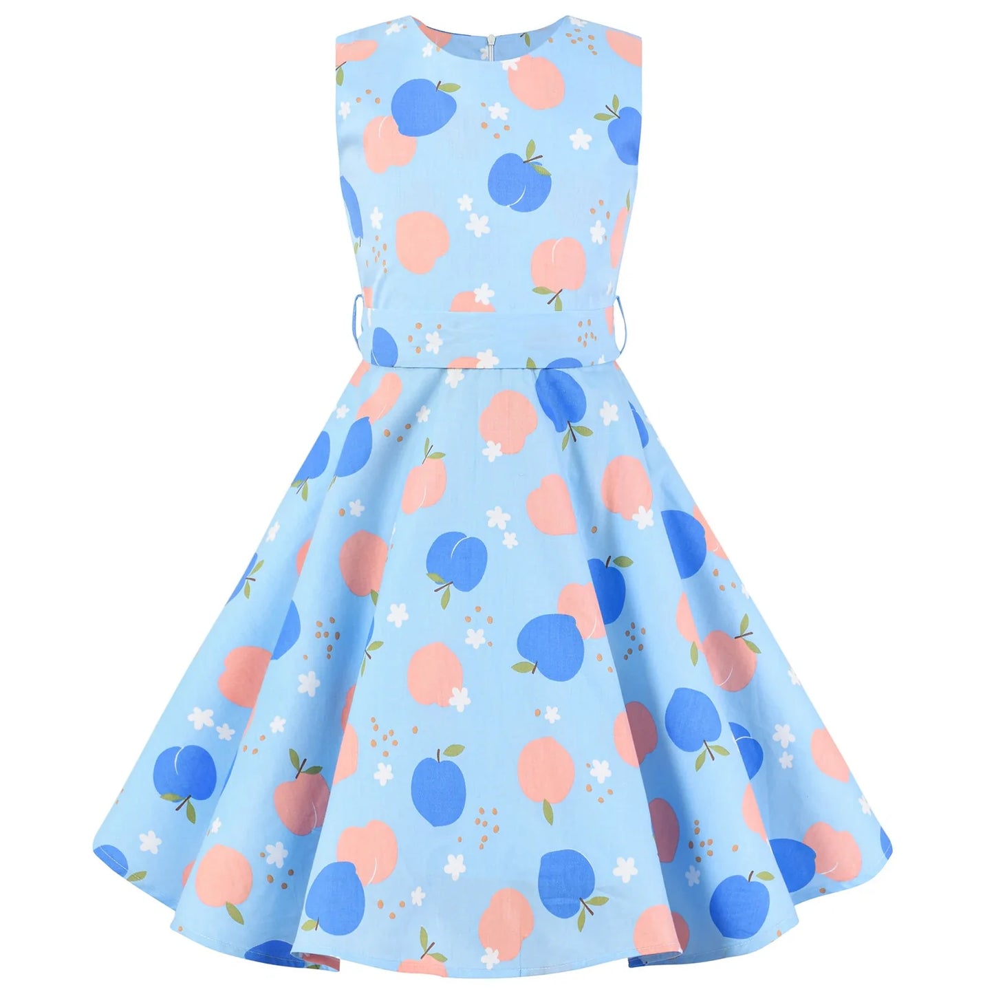 Girl's Retro Dress,Summer Princess Sleeveless Polka Dots Cotton Lightthin Romantic Floral 50s Vintage Dress Party Wedding Daliy