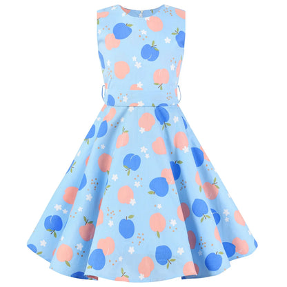 Girl's Retro Dress,Summer Princess Sleeveless Polka Dots Cotton Lightthin Romantic Floral 50s Vintage Dress Party Wedding Daliy