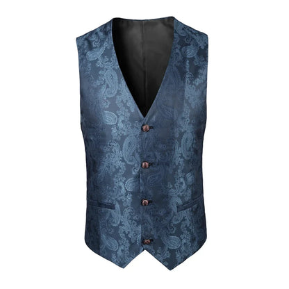 2025 New High-end V-neck Jacquard Black Vest for Men, White Sleeveless Waistcoat, Silver Billiards Uniform ,male Magician Vests