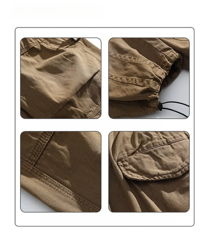Japanese Vintage Cargo Pants Men Premium Cotton Loose Fit Straight Leg American Fashion Casual Trendy Streetwear Long Workwear