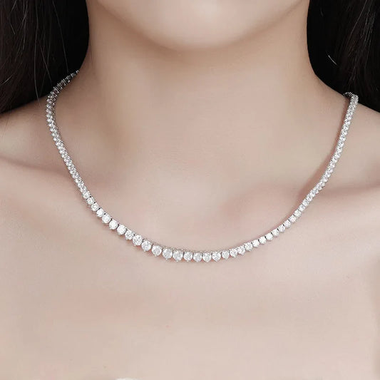 3 Claw 0.4CT 4.5mm Gradient Full D Color Moissanite Diamond Tennis Necklace for Women 925 Silver GRA Certified Neck Chain