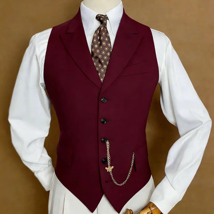 Men Vest White With Lapel Single Breasted Solid Waistcoat For Wedding Banquet Business Work Office Casual Daily Men Suit Vest