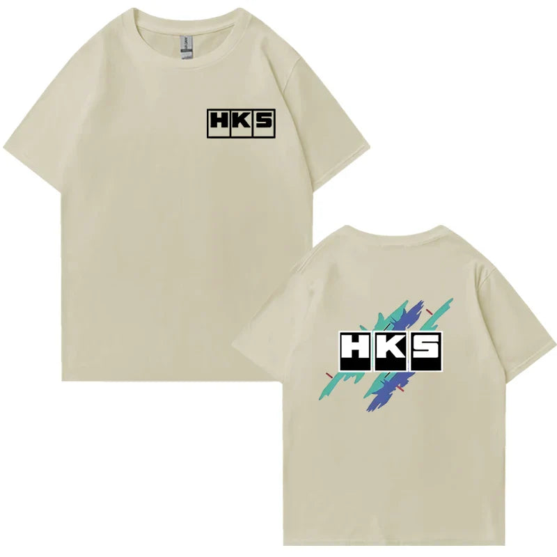 Japanese JDM Improved HKS Endless Car Graphic short sleeve t-shirts Cotton Men Women Oversized Tee shirt Double Sided Unisex Top