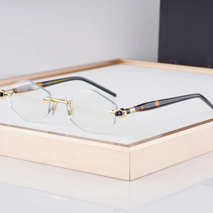 P60 Polygon Luxury Rimless Sunglasses for Men Women Acetate High Quality Germany Brand Fashion Design Gift UV400 Outdoor Eyeware