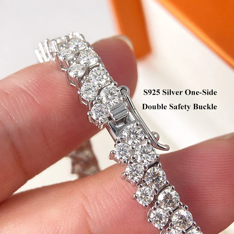 Double Row Full 2.5/3mm Round Cut Moissanite Tennis Bracelet D Color Lab Diamond 925 Silver Women Man Link Bracelets Gift