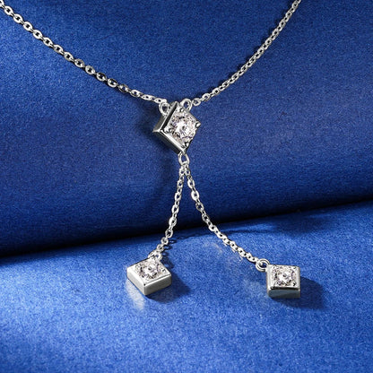 Full Round Cut Moissanite Tassel Chains Pendant Necklaces for Women Real S925 Sterling Silver Fine Jewelry Gifts Collar