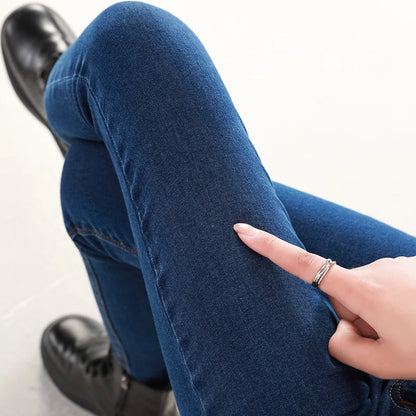2024 Sexy Women Blue Slim Skinny Denim Jeans High Waist Elastic Mom Jeans Stretch Washed Pencil Pants Streetwear Tight Trousers