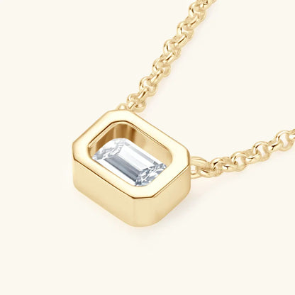 925 Sterling Silver Chains Emerald Cut Moissanite Diamond Pendant Necklace For Women cadena plata 925 original certificada
