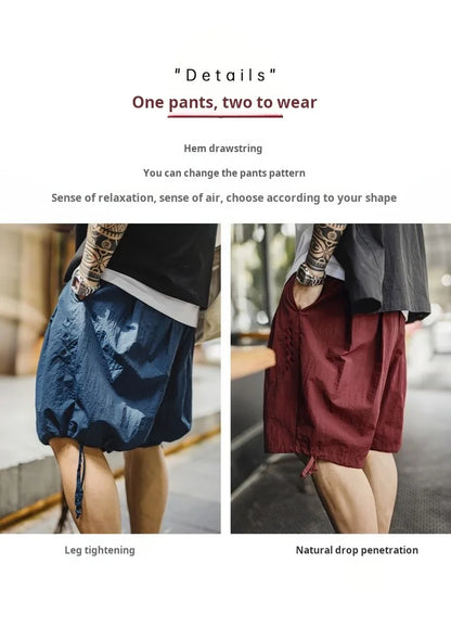 Casual Navajo Embroidered Shorts Loose Fit Beach Thin Pants with Elastic Waist Pockets Cargo Short for Men's Summer Bottom