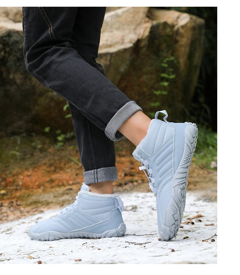 Snow Boots Men Winter Shoes Barefoot Ankle Boots 36-46 Couple Snow Shoes Outdoor Hiking Shoes Fur Warm Plush Boots