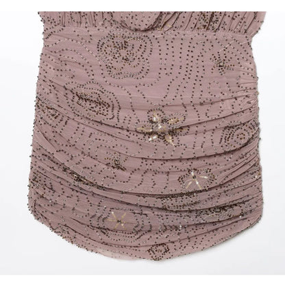 Sequin Tulle Mini Dress Women Ruched Slip Short Dresses for Woman Luxury Party Women's Dress Sexy Backless Dress Women