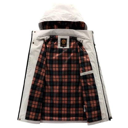 Spring And Autumn New Men's Windbreaker Outdoor Soft Shell Windproof Waterproof Jacket Long-Sleeved Hooded Solid Color Jacket