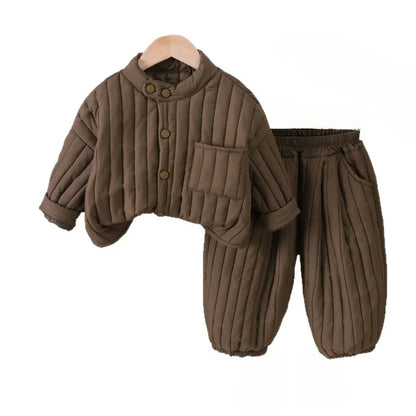 New Winter Baby Girls Clothes Set Children Boys Thick Warm Jacket Pants 2Pcs/Set Infant Clothing Toddler Costume Kids Tracksuits
