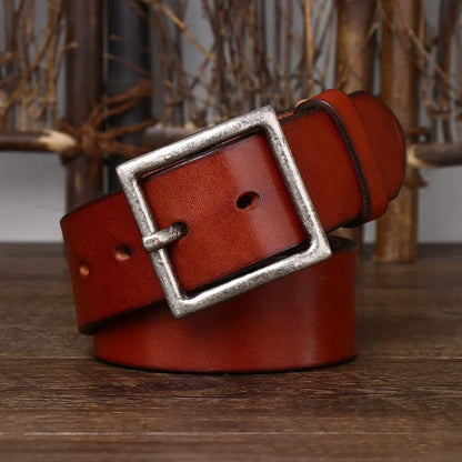 4.3CM Thickening Pure Cowhide High Quality Genuine Leather Belts for Men Brand Strap Male Copper Buckle Jeans Cowboy luxury