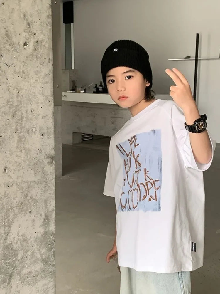 2026 Summer New Boys' Short Sleeved T-Shirt Cotton Baby Boy Summer Casual Tops Stylish Design