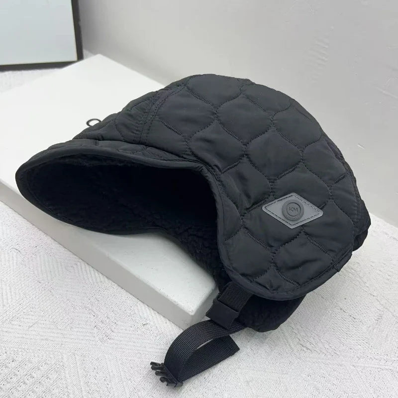 Velvet Lei Feng Hat Unisex Winter Thickened Velvet Lamb Wool Warm Ear Protection Hat Outdoor Ski Cycling Pilot Hats Russian Hats