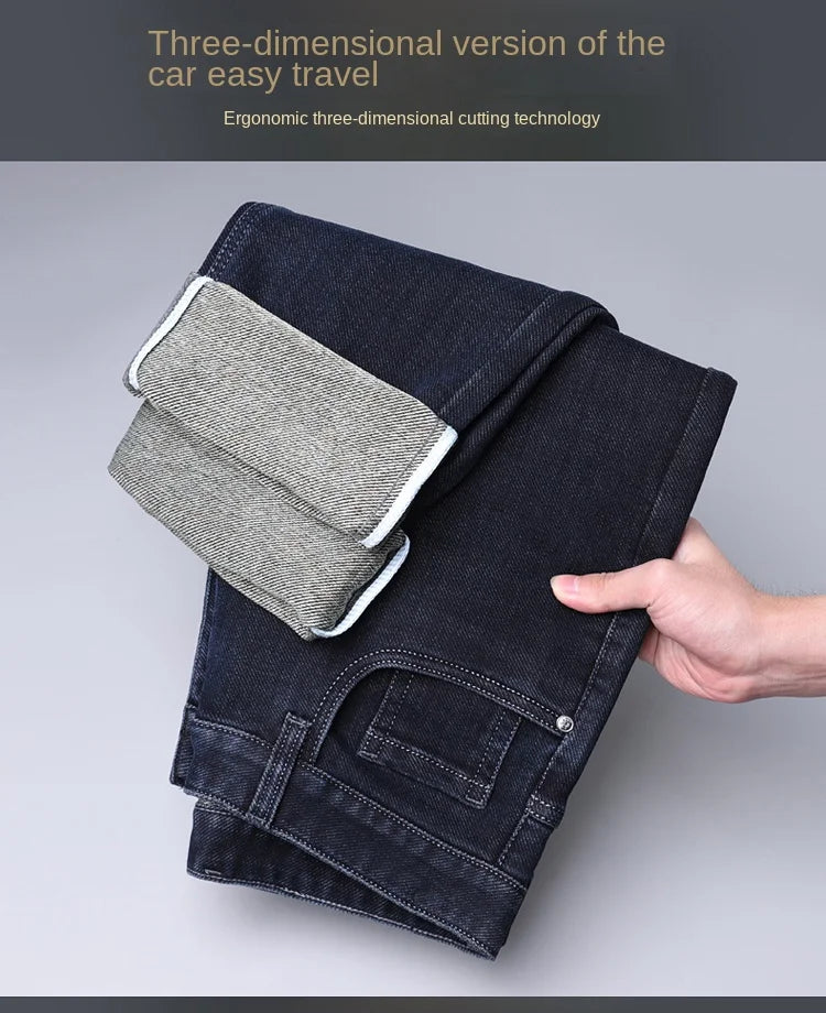 Men's Straight-leg Jeans High-quality Light Luxury Embroidered Casual Versatile Fashion Slimming Smooth Silhouette Style