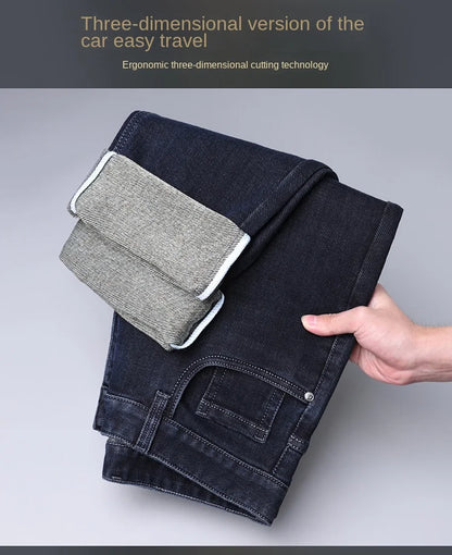 Men's Straight-leg Jeans High-quality Light Luxury Embroidered Casual Versatile Fashion Slimming Smooth Silhouette Style