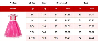 2025 Girls Princess Dress Cosplay Aurora Costume Carnival Birthday Party Pink Sleeping Beauty Dresses Kids Clothes Dress Up
