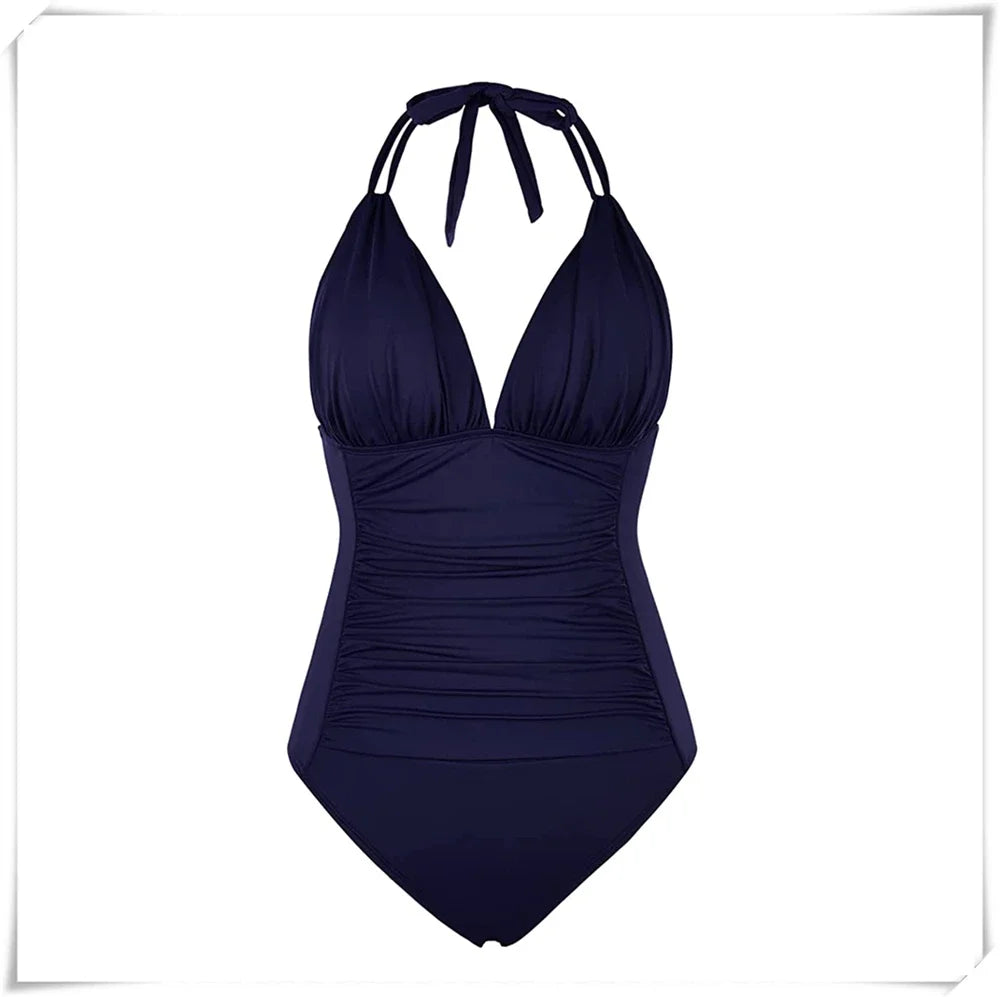 Ruched Wrinkled One Piece Swimsuit Women Swimwear Female Monokini Backless Swimsuits 2025 Bathing Suit Swim Beach Wear Bodysuit